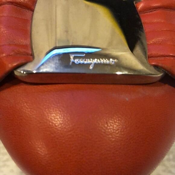 Salvatore Ferragamo Orange-Red Silver Emblem - Size 10.5 - Picture 3 of 9